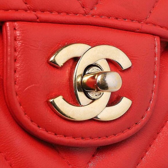 Chanel Red Chevron Quilted Lambskin Leather Classic Rectangular Mini Flap Bag - Picture 6 of 10